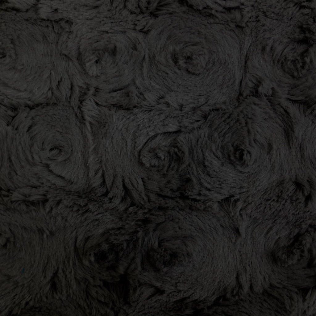 Tissu Minky Ultra doux Roses Longs poils Noir