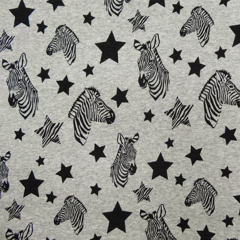 Tissu Sweat envers minky Gris Zèbres noirs