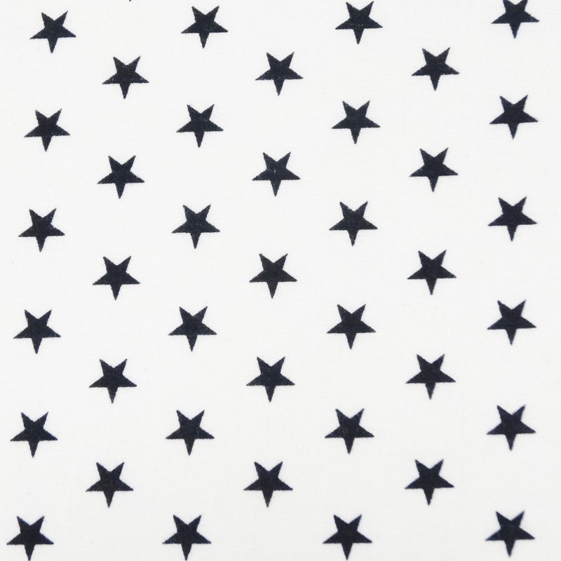 Tissu Coton Blanc Etoiles noires