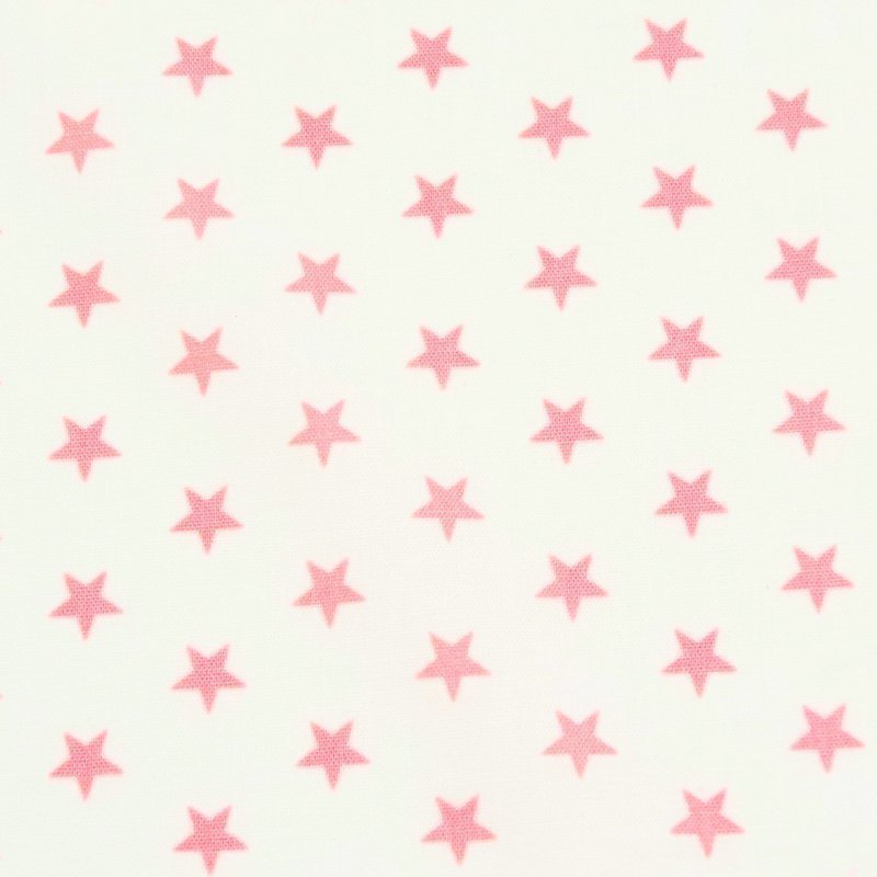 Tissu Coton Blanc Etoiles roses clairs