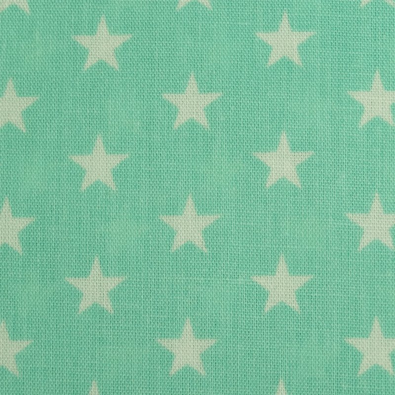 Tissu Coton Vert opaline Etoiles blanches