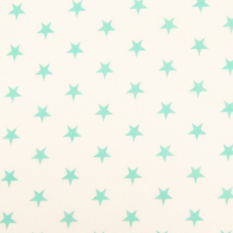 Tissu Coton Blanc Etoiles vert opaline