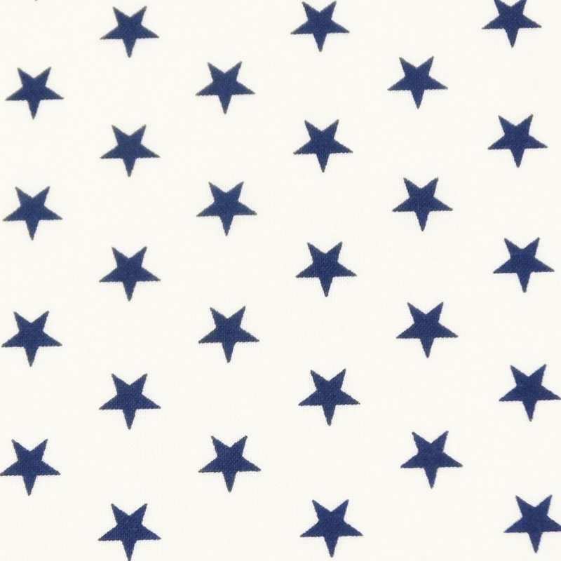 Tissu Coton Blanc Etoiles bleu marine