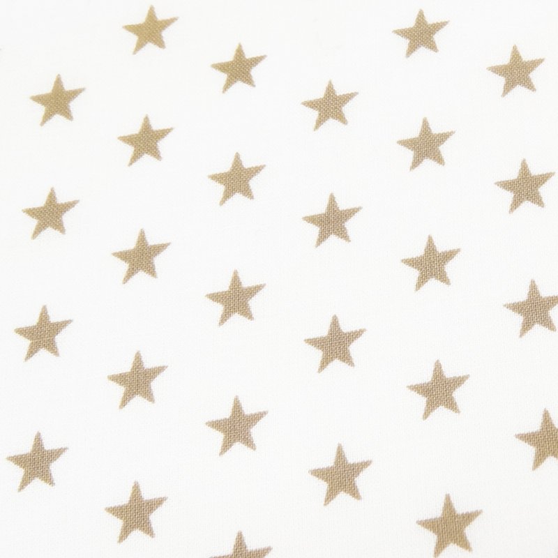 Tissu Coton Blanc Etoiles beiges