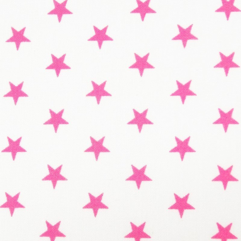 Tissu Coton Blanc Etoiles roses