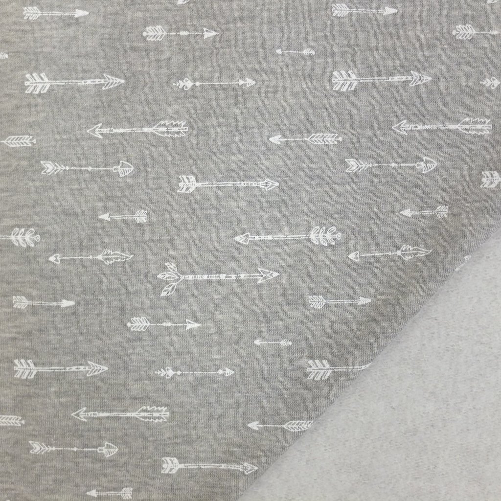 Tissu Sweat Gris chiné Flèches blanches