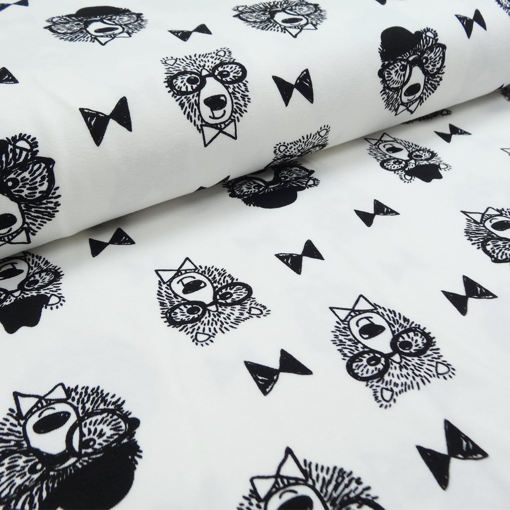 Tissu Jersey Coton Tête d'ours Blanc