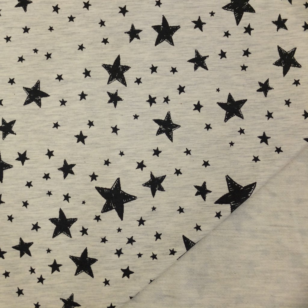 Tissu jersey Beige chiné Etoiles noires