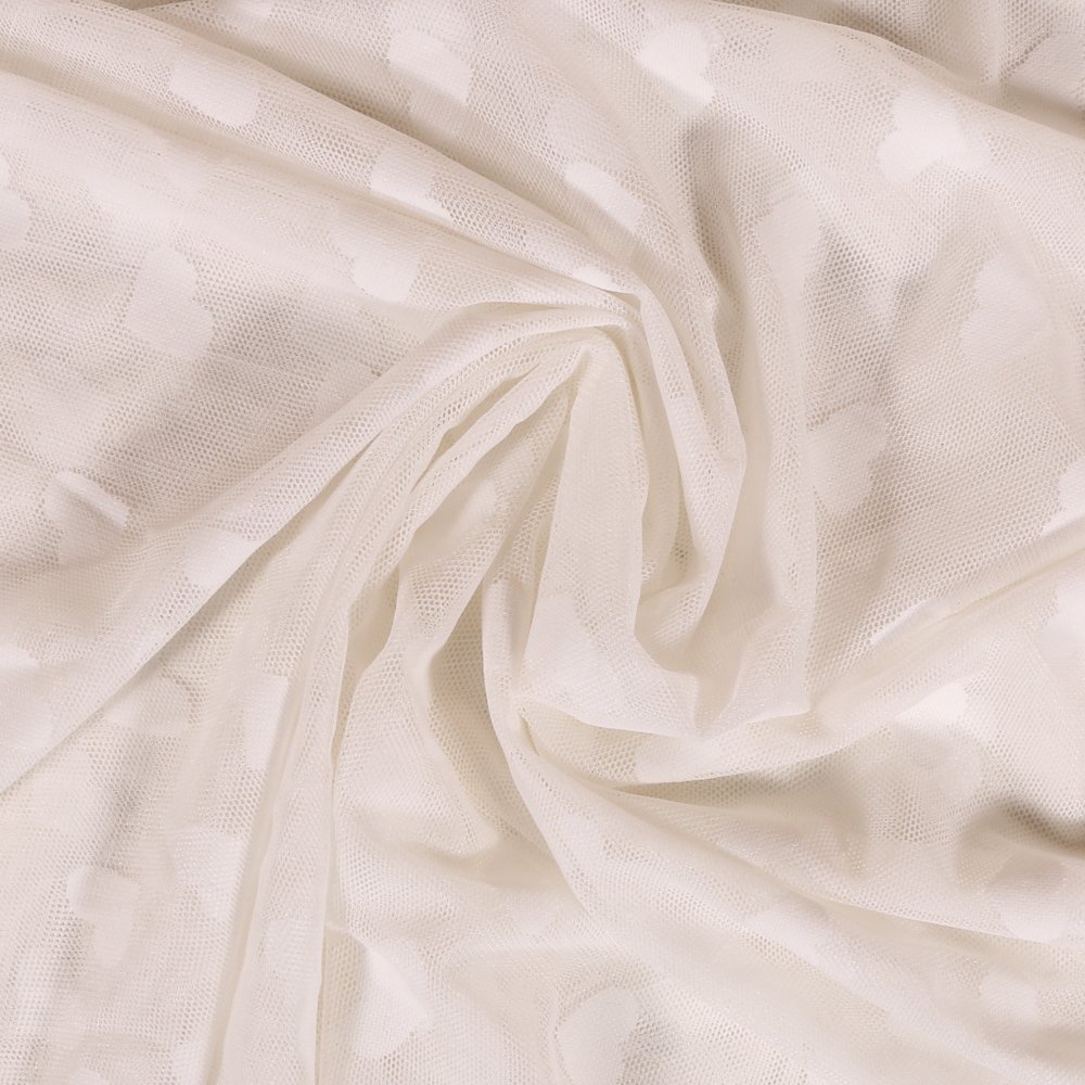 Tissu Tulle Souple Blanc Cœurs