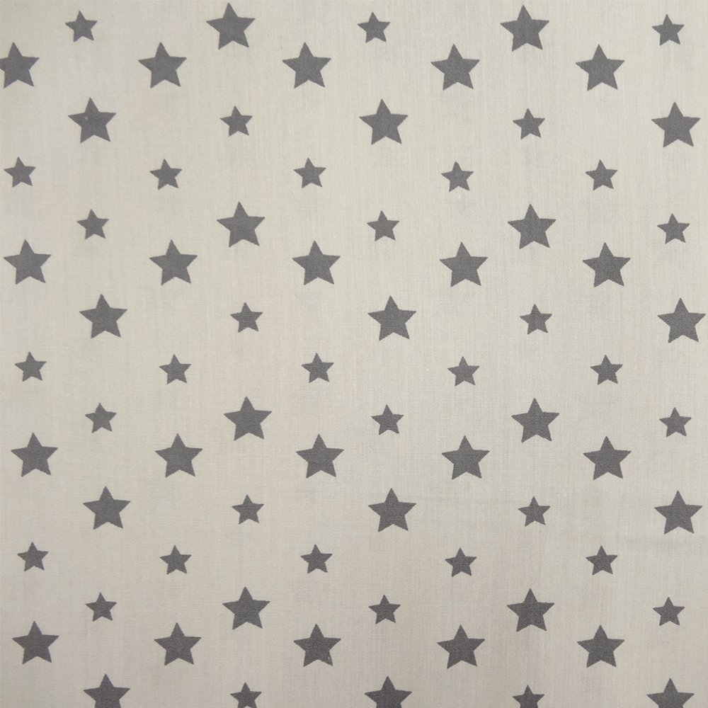 Tissu Coton Gris clair Etoiles gris anthracite