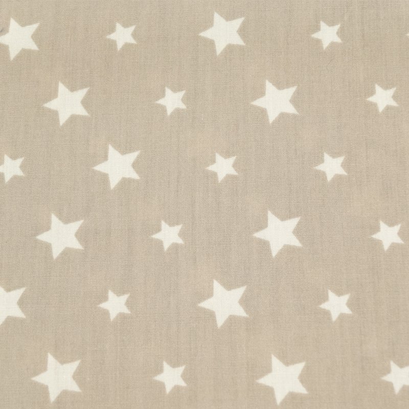 Tissu Coton Beige Etoiles blanches