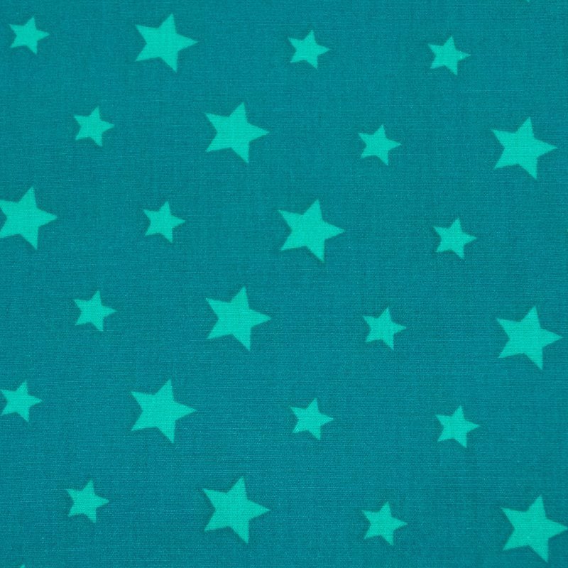 Tissu Coton Bleu Etoiles bleu turquoise