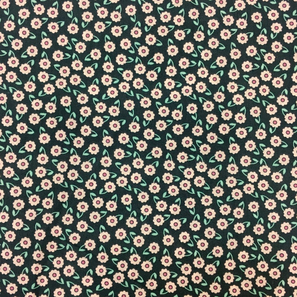 Tissu Coton imprimé Gris Fleurs Roses