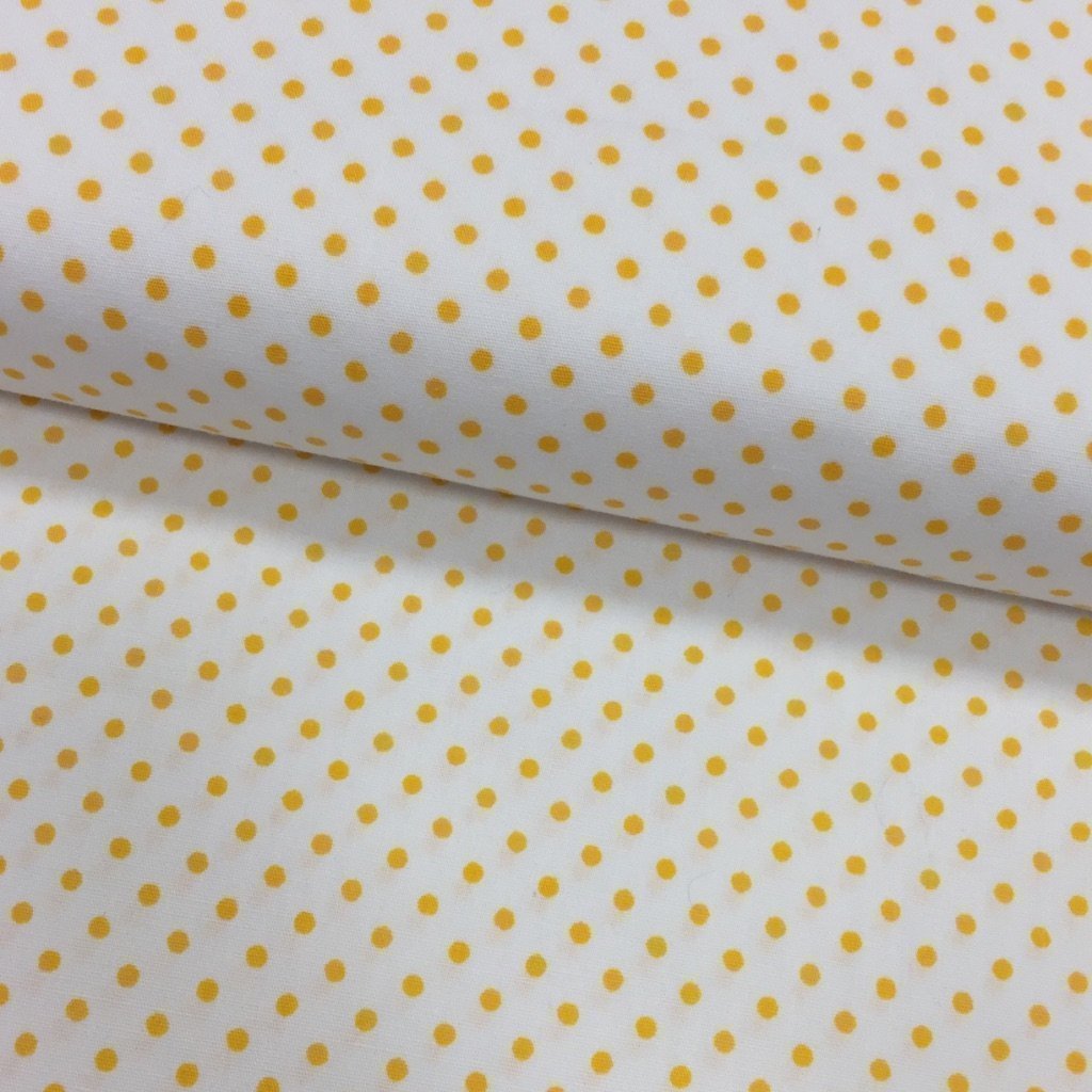 Tissu Coton imprimé Blanc Pois 3 mm Jaunes