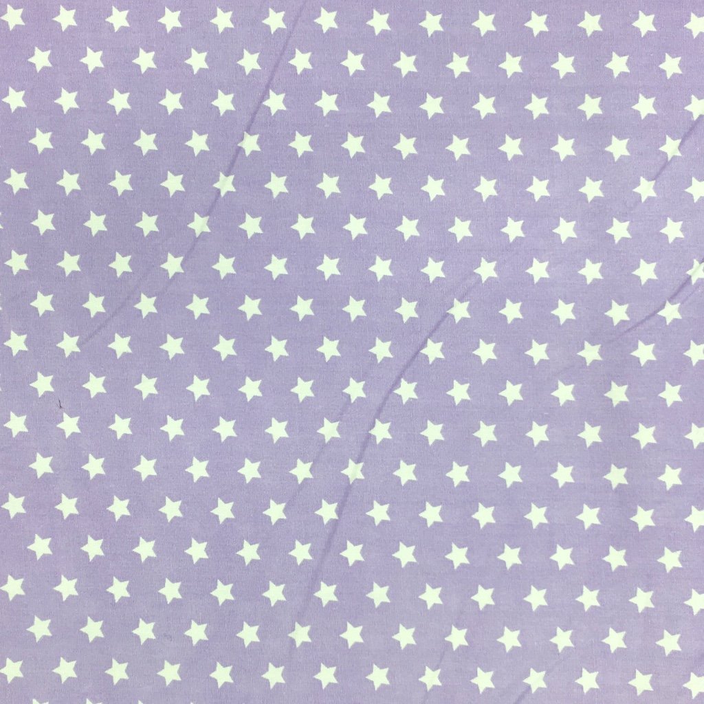 Tissu Coton imprimé Parme Etoiles Blanches
