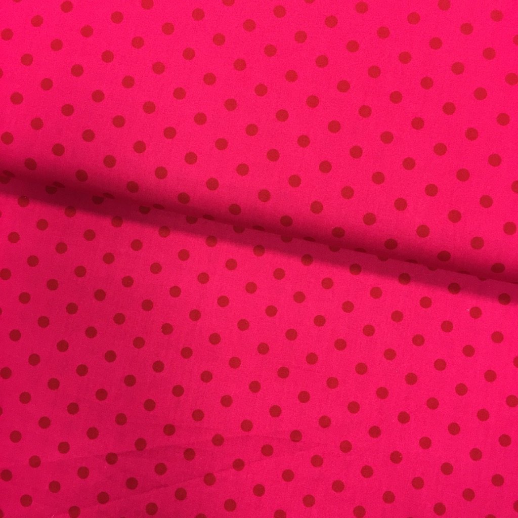 Tissu Coton imprimé Rose fuchsia Pois 8 mm Rouges