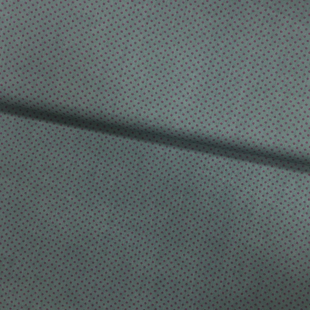 Tissu Coton imprimé Vert foncé Pois 3 mm Framboise