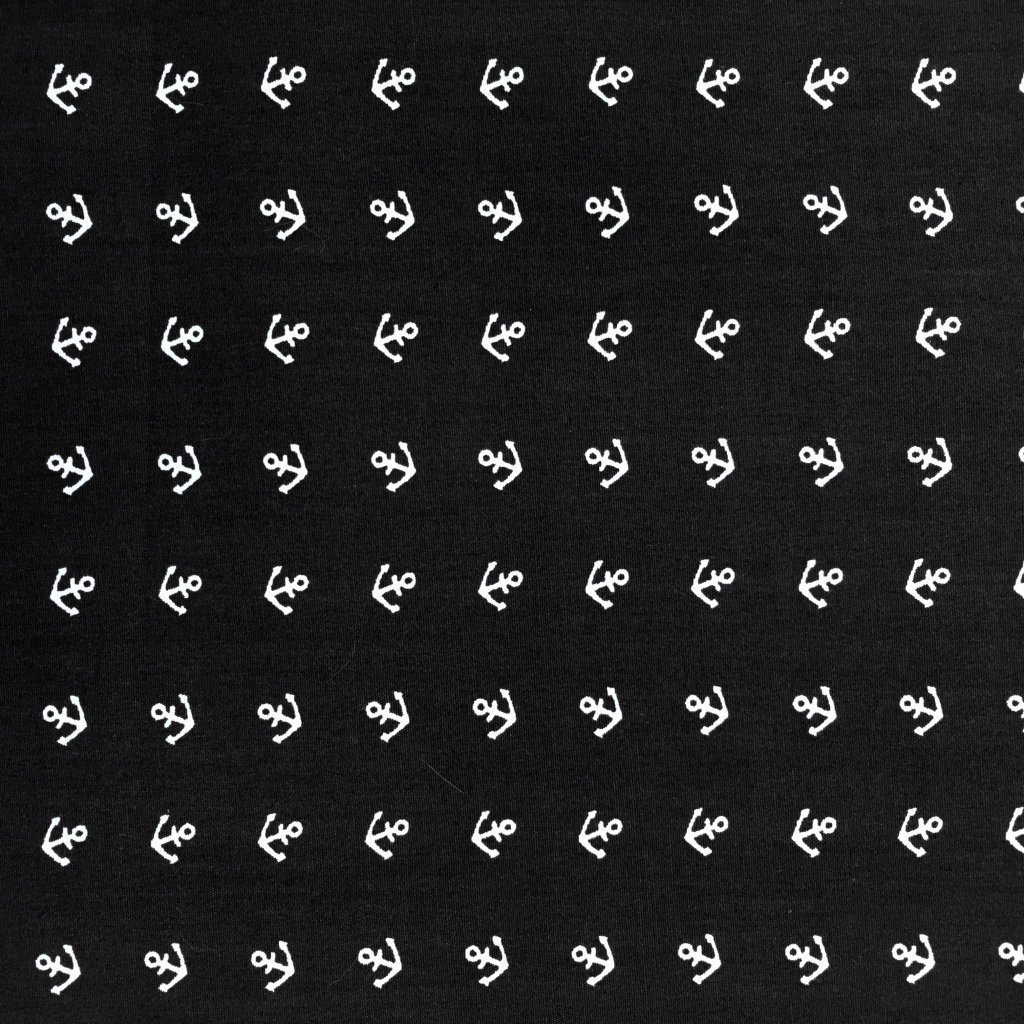 Tissu Coton imprimé Bleu marine Ancres Blanches