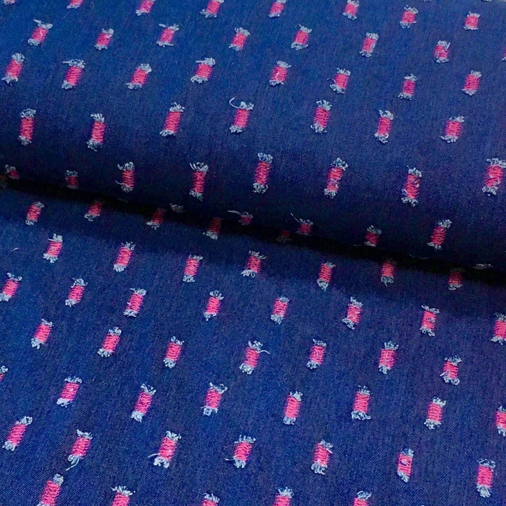 Tissu Denim stretch Bleu jean foncé Effet Sachiko Rose