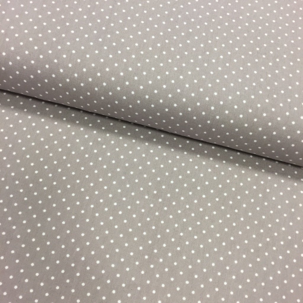 Tissu Coton imprimé Taupe Pois 3 mm Blancs