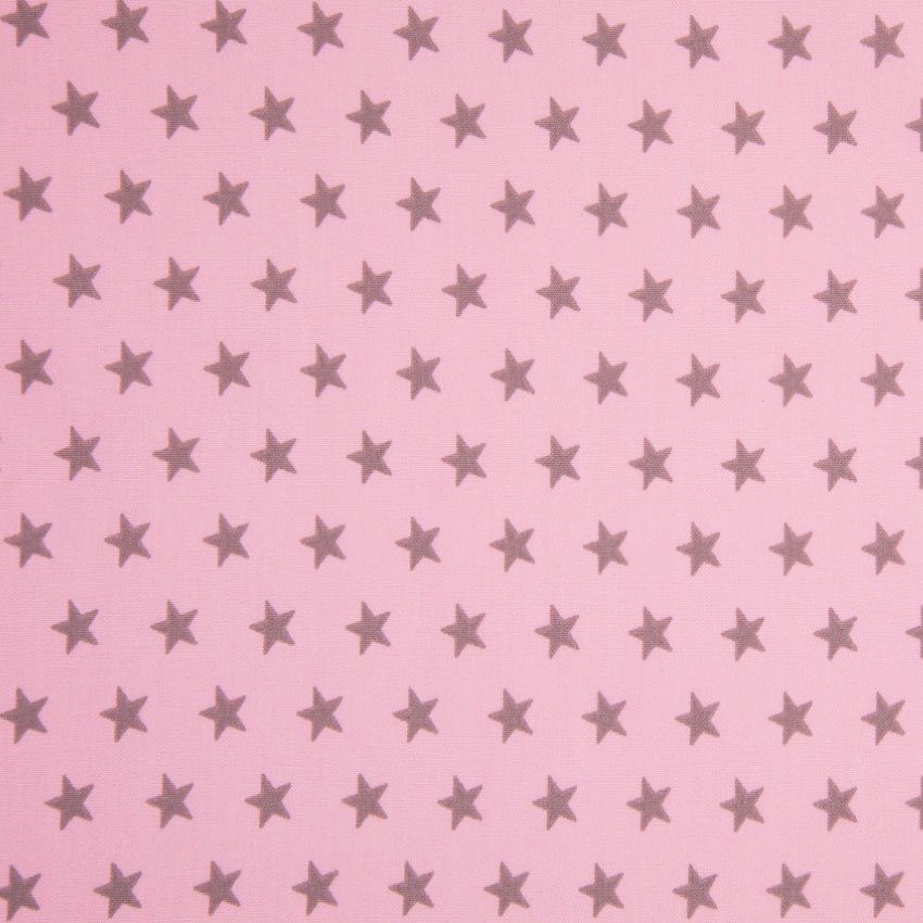 Tissu Popeline Coton Rose Etoiles beiges