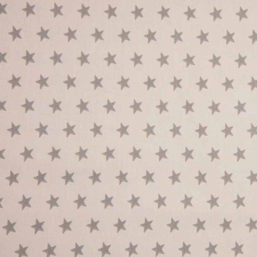 Tissu Popeline Coton Taupe Etoiles grises