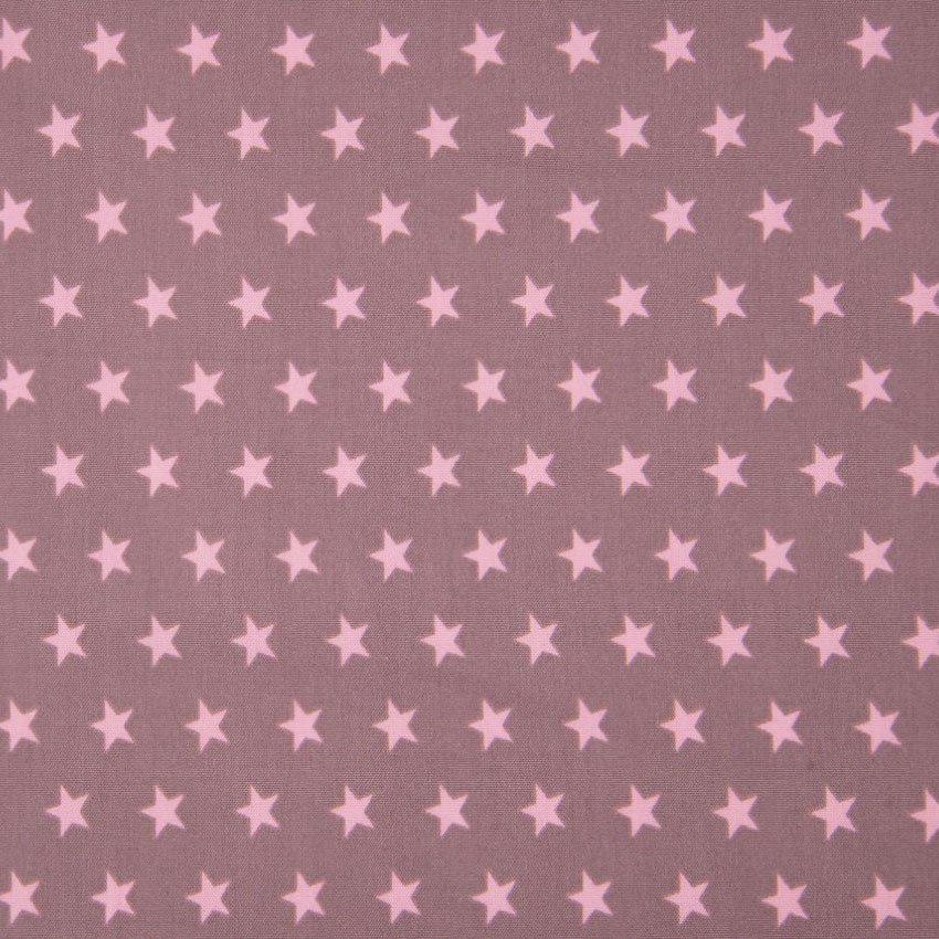 Tissu Popeline Coton Lila Etoiles roses