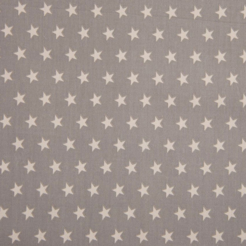 Tissu Popeline Coton Taupe Etoiles beiges