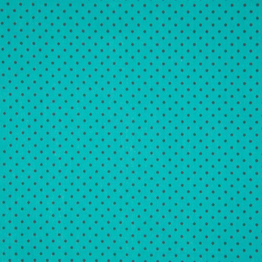 Tissu Popeline Coton Vert émeraude Pois gris