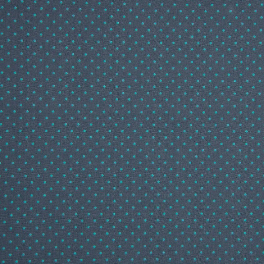 Tissu Popeline Coton Gris anthracite Pois vert émeraude