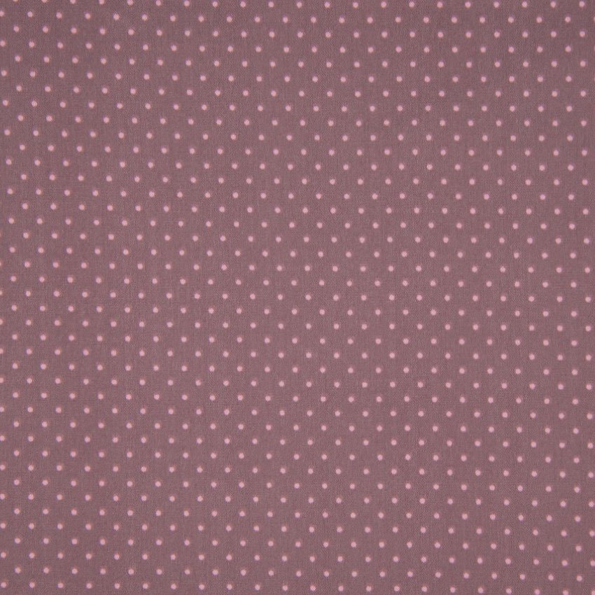 Tissu Popeline Coton Lilas Pois roses