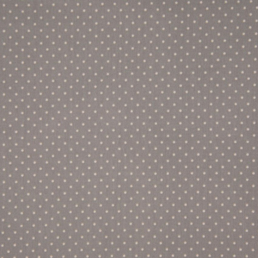 Tissu Popeline Coton Taupe Pois beiges