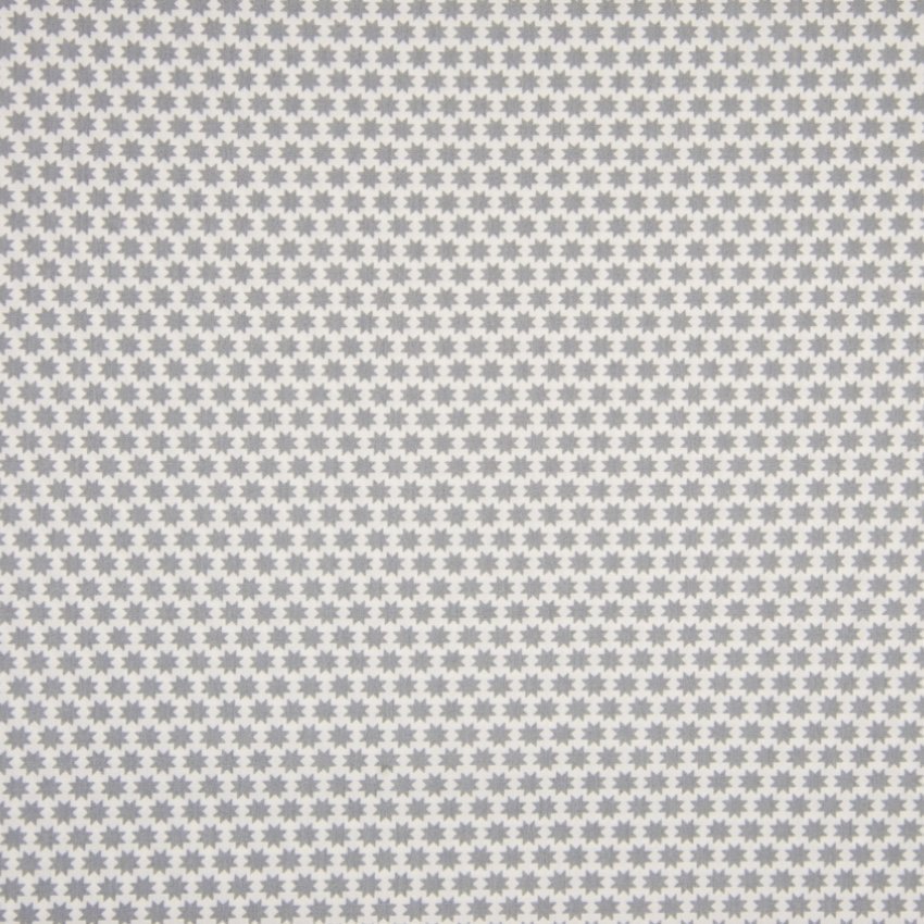 Tissu Popeline Coton Blanc Etoiles Grises