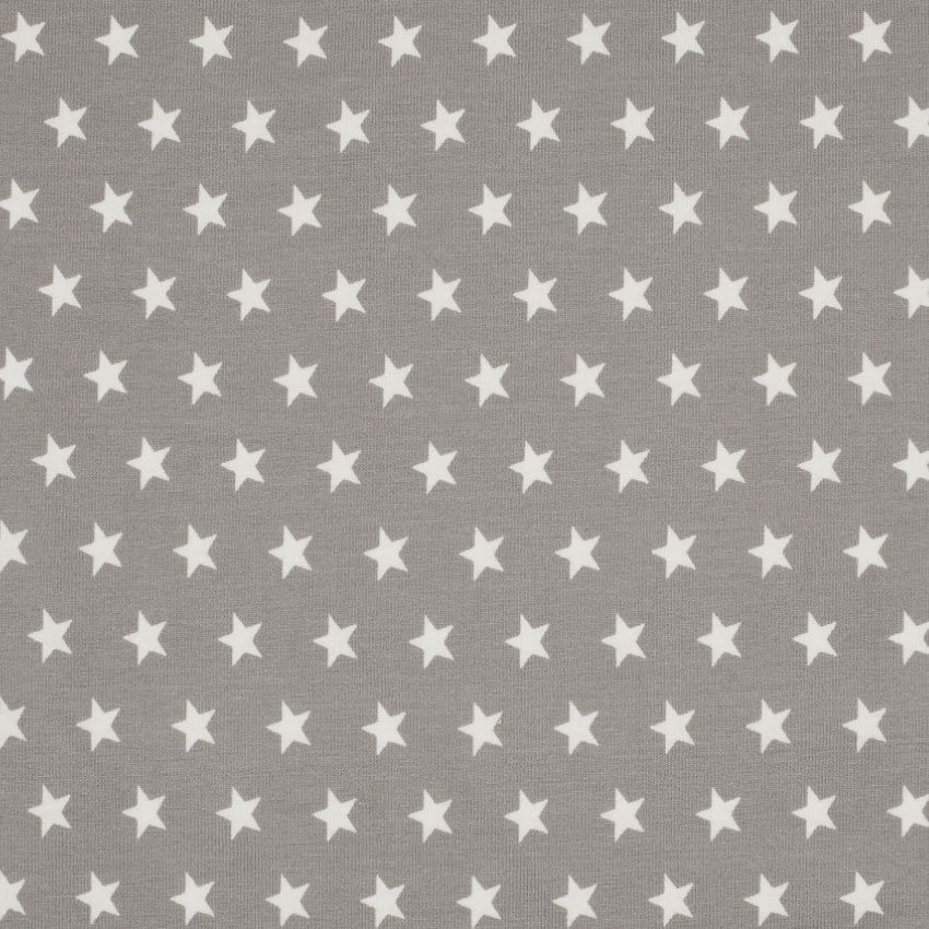 Tissu Jersey Coton Taupe Etoiles blanches