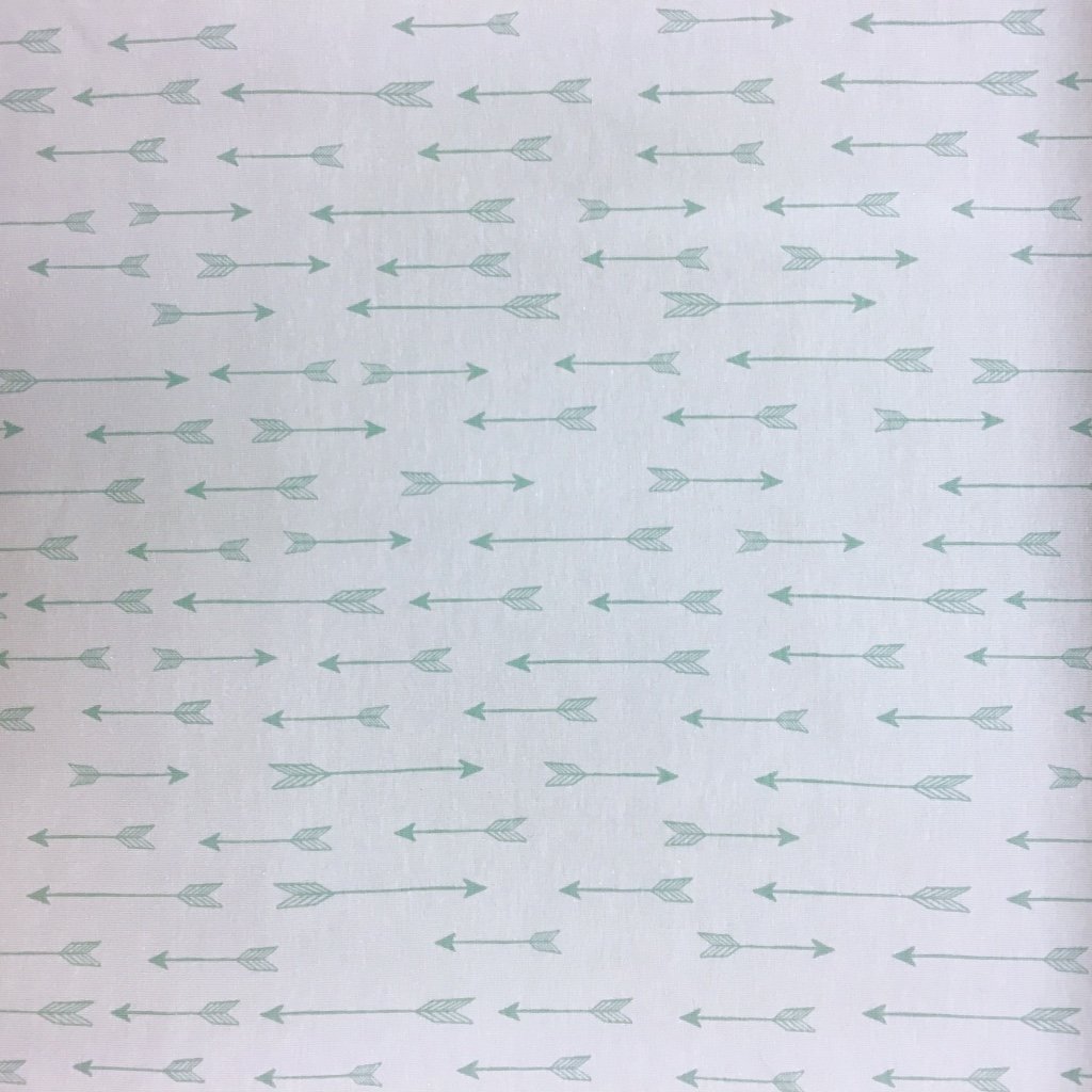 Tissu Jersey Coton Vert opaline Flèches Vertes