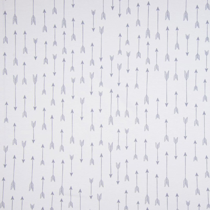 Tissu Jersey Coton Gris clair Flèches grises