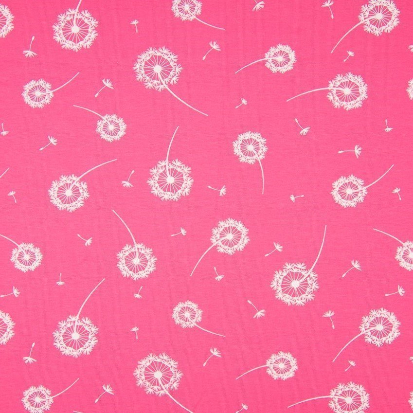 Tissu Jersey Coton Lily Corail Pissenlits Blancs