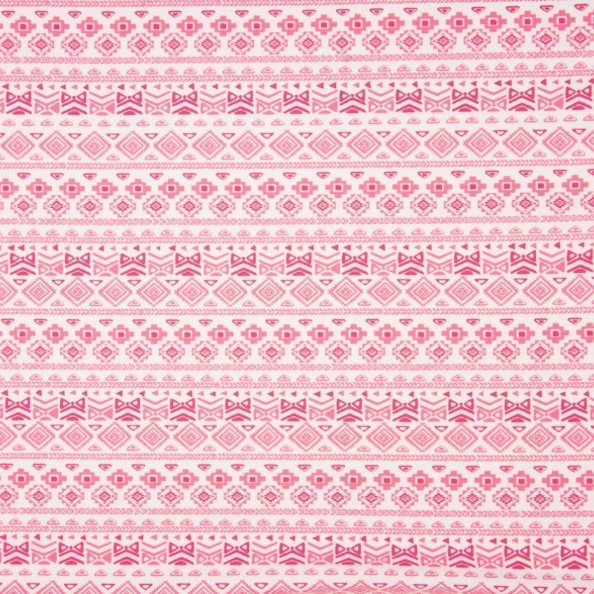 Tissu Jersey Coton Lisa Corail Motifs Aztèques Blancs