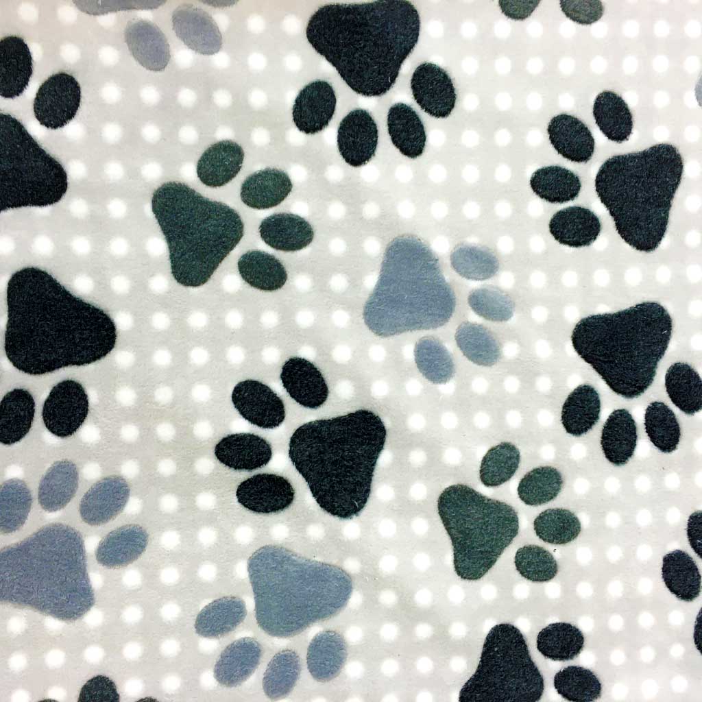 Tissu Doudou Taupe clair Pattes d'ours grises