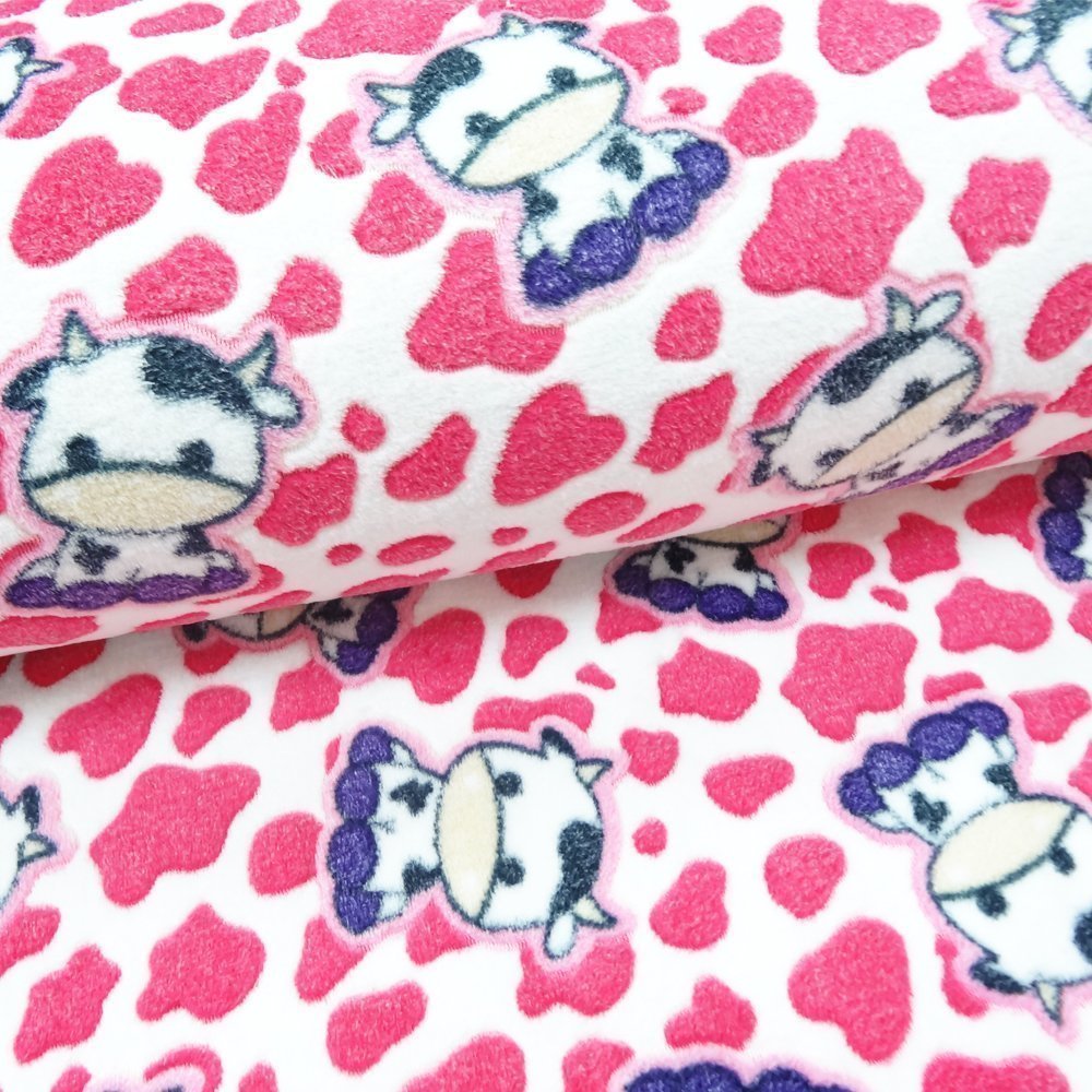 Tissu Doudou Rose Vaches