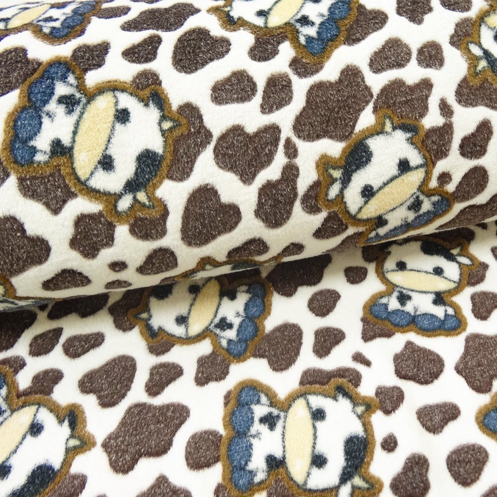 Tissu Doudou Marron Vaches