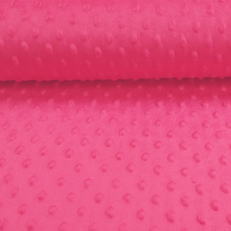 Tissu Minky ultra doux Pois Fuchsia
