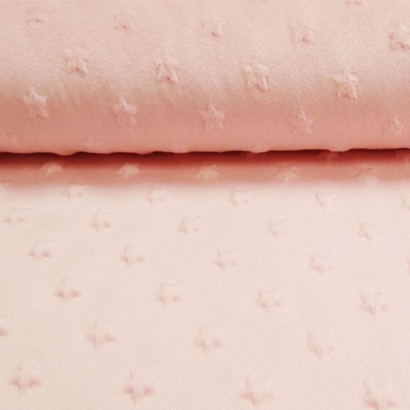 Tissu Minky ultra doux Etoiles Rose bébé