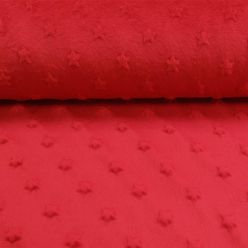 Tissu Minky ultra doux Etoiles Rouge
