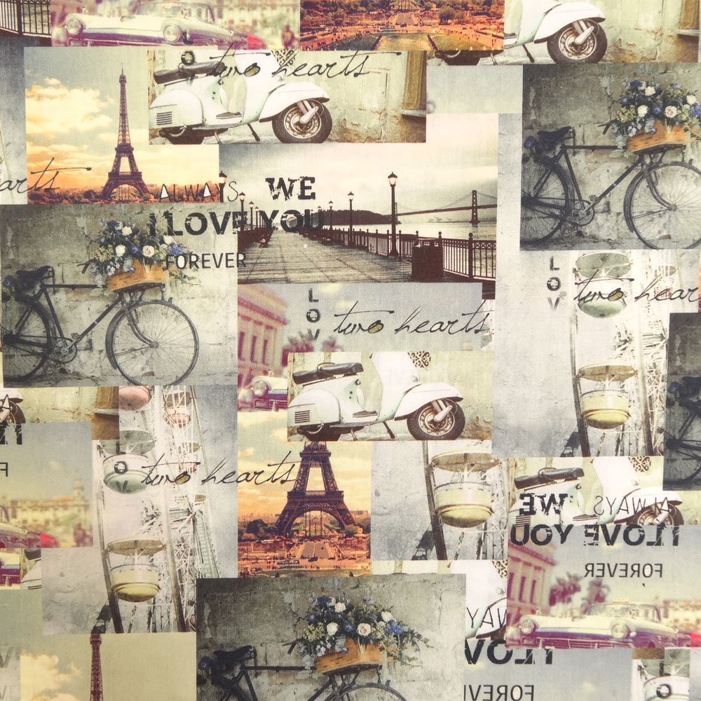 Tissu Popeline impression digitale Travel Paris