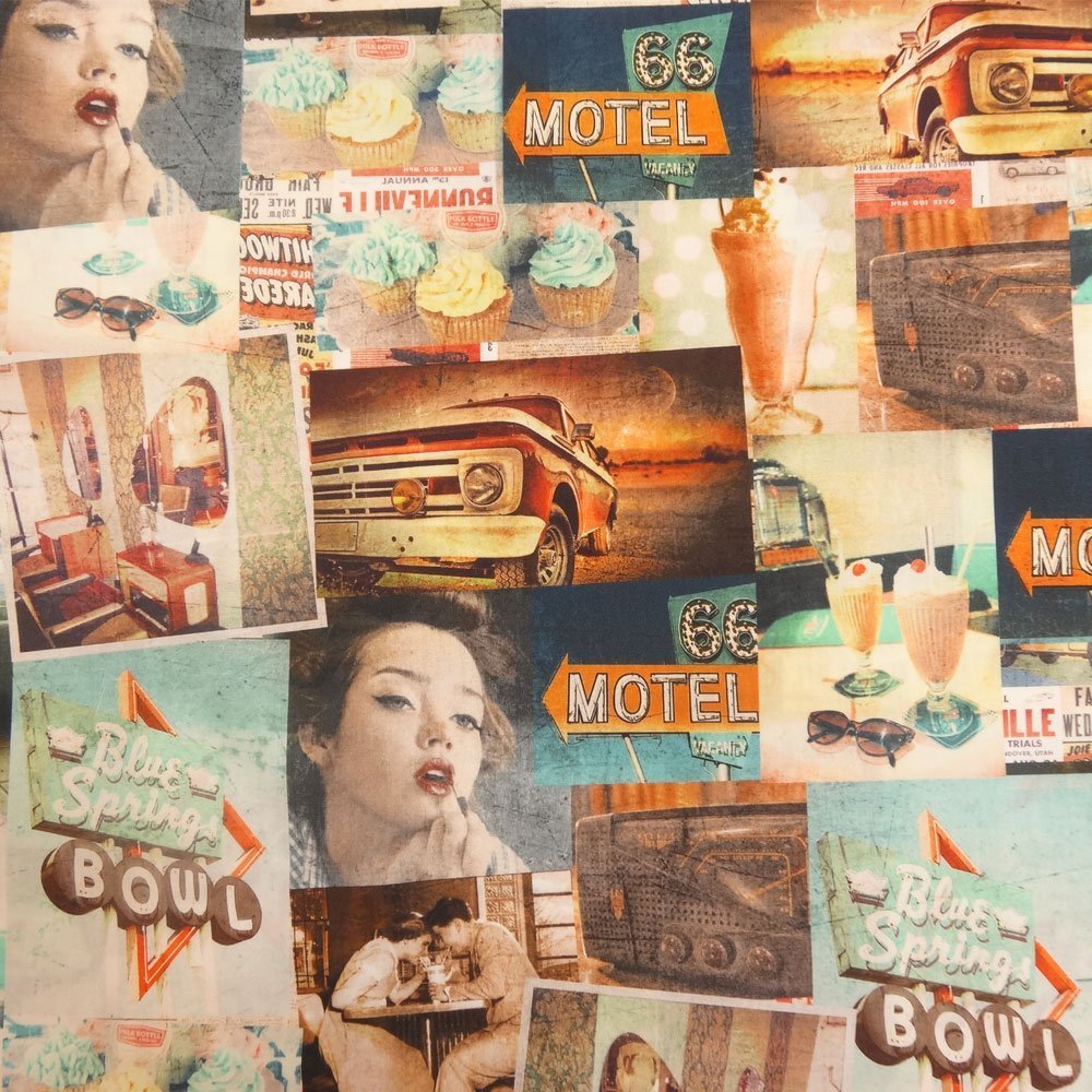 Tissu Popeline impression digitale American road