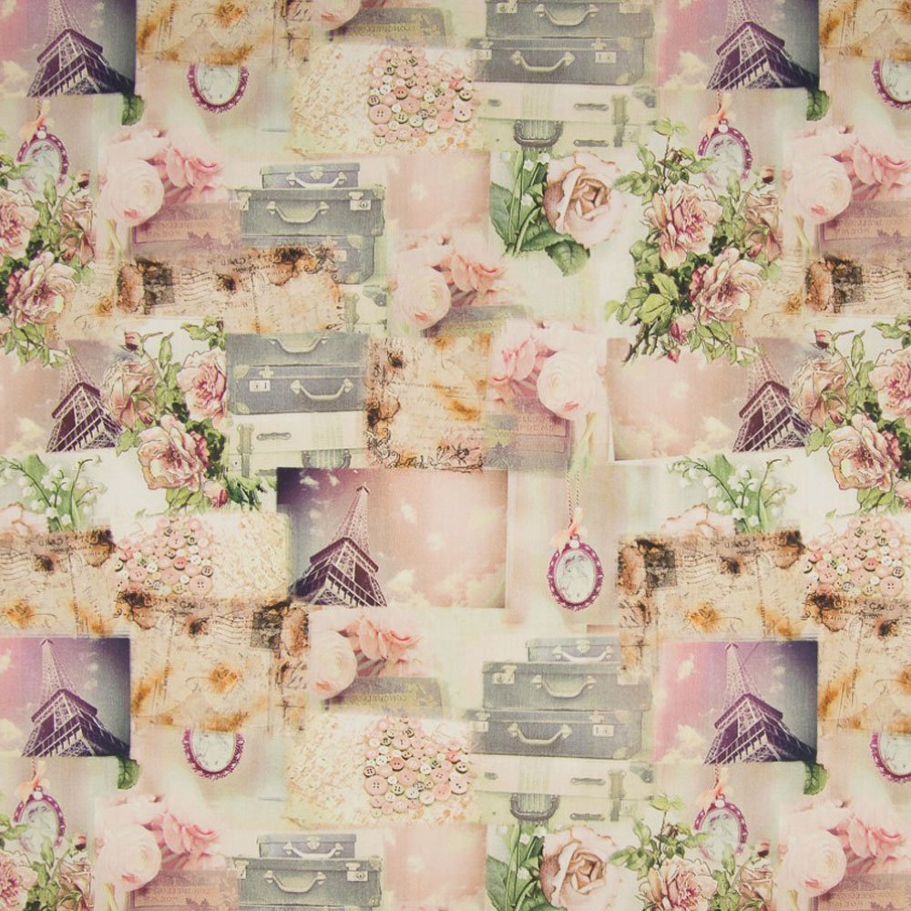 Tissu Popeline impression digitale Romantic Paris