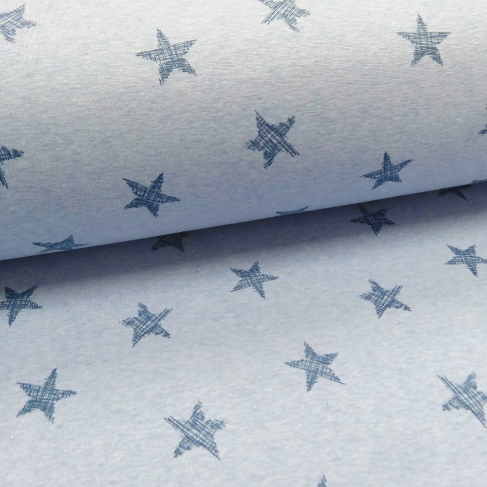 Tissu Sweat envers minky Giulia Bleuet Etoiles grises