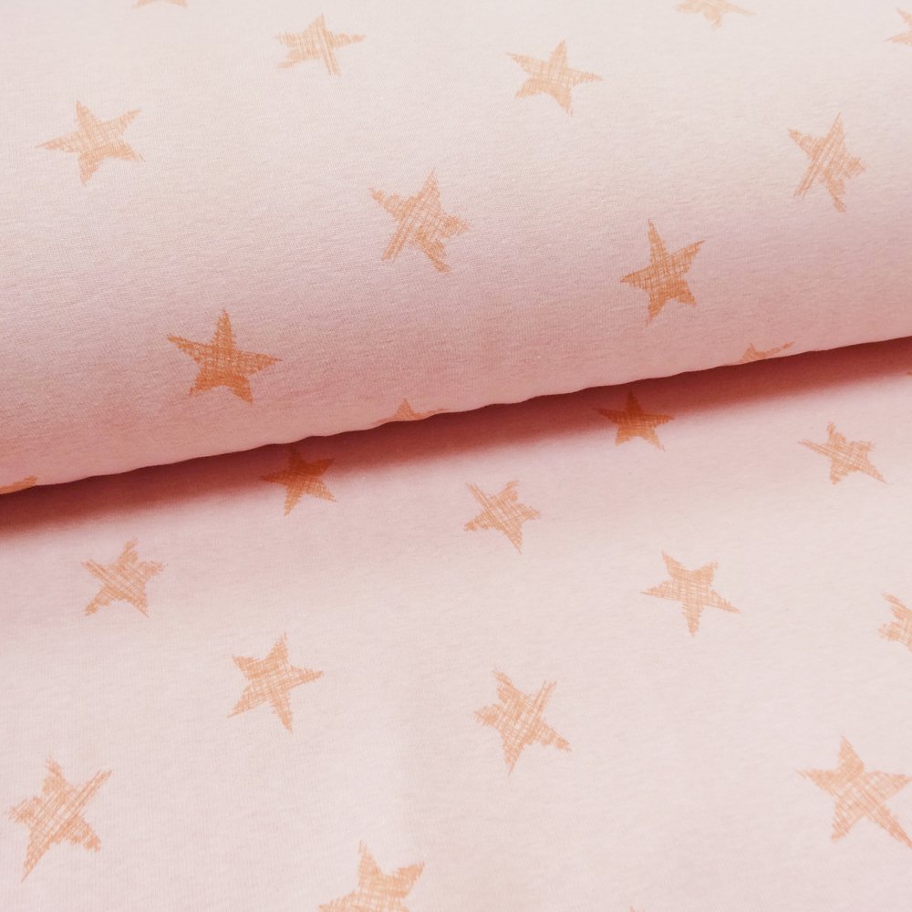 Tissu Sweat envers minky Giulia Rose Etoiles saumon