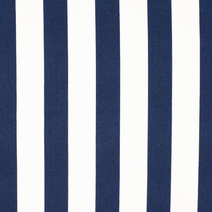 Tissu Popeline Coton Bleu marine Rayures blanches